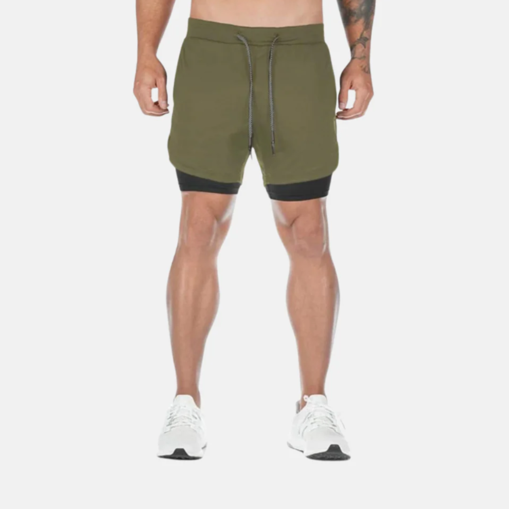 RunLock™ – 2-i-1 treningsshorts med sprettfri mobillomme
