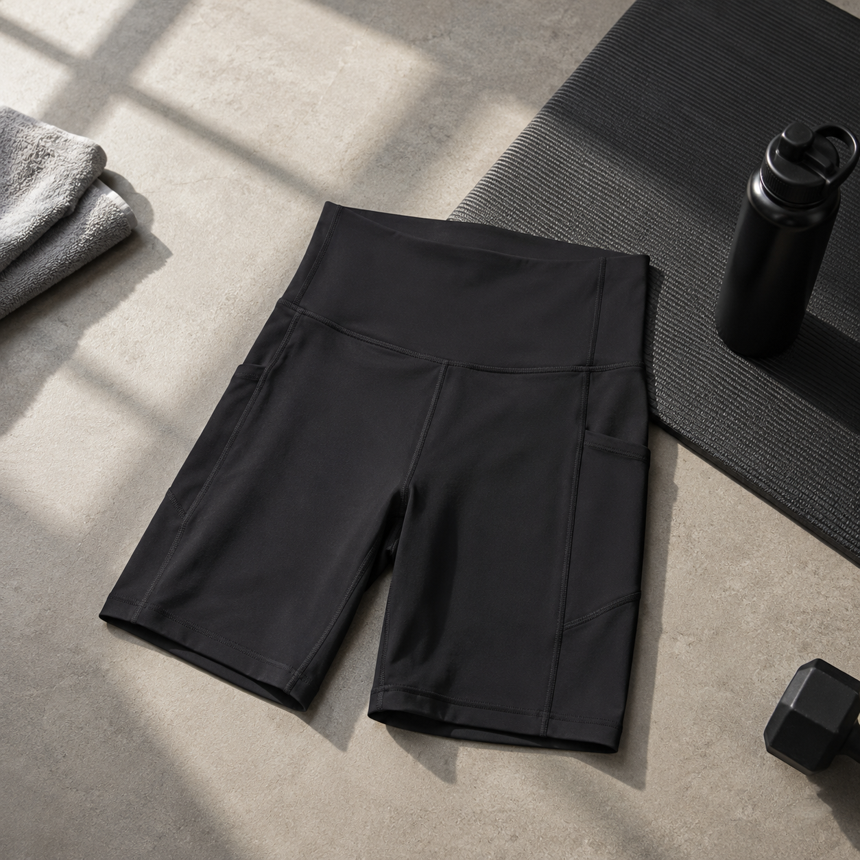 Sykkelshorts for Dame med Lommer og Høy Midje